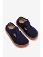 Dětské pantofle na suchý zip Barefoot Froddo Cannvas G1700439 tmavě modré