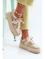 Dámské tenisky na platformě vyrobené z eko kůže, béžová moun Dámské tenisky na platformě vyrobené z eko kůže, béžová moun