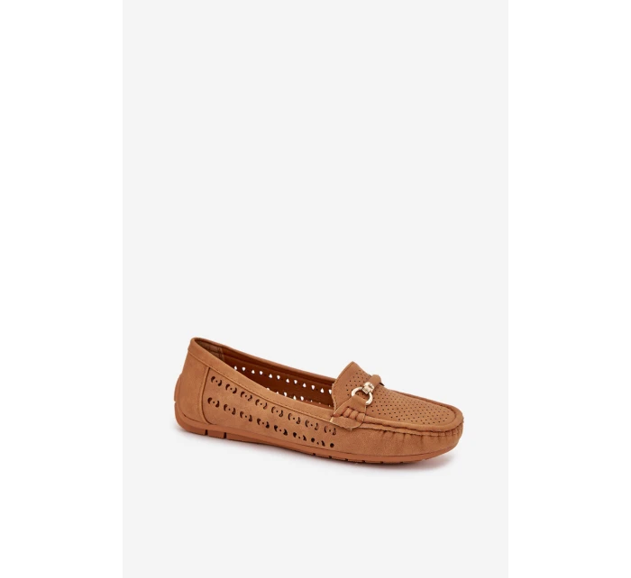 Dámské perforované mokasíny s ozdobou Kaydance – camel