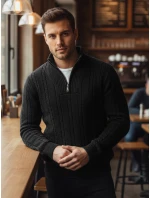 Pánský svetr s límečkem černý Dstreet model 21994047 - FashionStreet