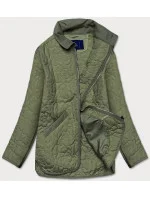 Tenká zelená dámská bunda s ozdobným prošíváním (JIN226) Tenká zelená dámská bunda s ozdobným prošíváním (JIN226)