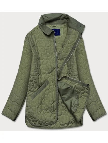 Tenká zelená dámská bunda s ozdobným prošíváním (JIN226) Tenká zelená dámská bunda s ozdobným prošíváním (JIN226)