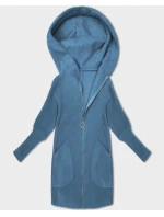 modrá bunda přehoz přes oblečení typu alpaka s kapucí model 21479154 - MADE IN ITALY