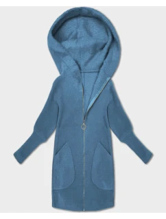 modrá bunda přehoz přes oblečení typu alpaka s kapucí model 21479154 - MADE IN ITALY