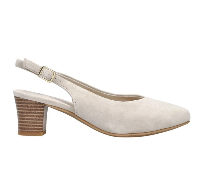 Béžové kožené lodičky s otevřenou špičkou Rieker 44651-60