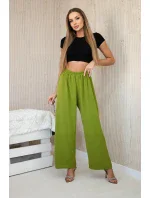 Kalhoty se širokými nohavicemi oliva