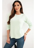 Dámský svetr z viskózy s dlouhým rukávem a kulatým výstřihem světle mátový Dámský svetr z viskózy s dlouhým rukávem a kulatým výstřihem světle mátový