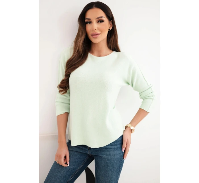 Dámský svetr z viskózy s dlouhým rukávem a kulatým výstřihem světle mátový Dámský svetr z viskózy s dlouhým rukávem a kulatým výstřihem světle mátový
