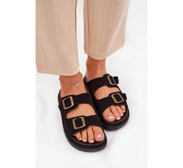 Dámské Pantofle S Přezkami Na Černé model 21688690 - Boto Dámské Pantofle S Přezkami Na Černé model 21688690 - Boto