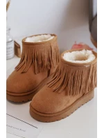 Zateplené dětské sněhule s ozdobnými třásněmi Camel Nimia