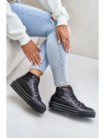 Zateplené Dámské Tenisky Na Platformě Černé Zateplené Dámské Tenisky Na Platformě Černé