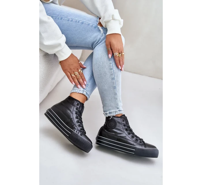 Zateplené Dámské Tenisky Na Platformě Černé Zateplené Dámské Tenisky Na Platformě Černé