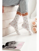 Skarpetki Damskie W Drobne Kwiatuszki Białe Skarpetki Damskie W Drobne Kwiatuszki Białe