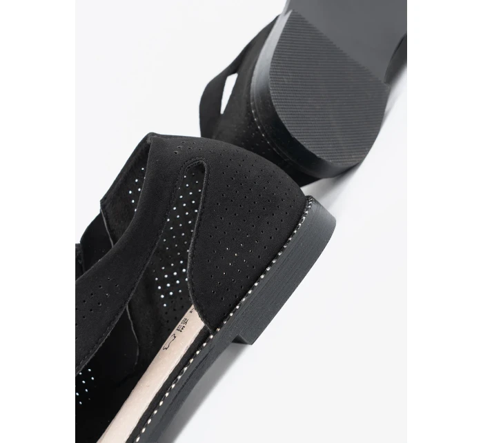 Trendy dámské  sandály černé na plochém podpatku