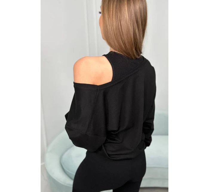 3-dílná sada mikina + top + legíny černá