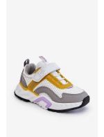 Dětská sportovní obuv se suchým zipem Big Star model 21609010 Bílá a žlutá - Big Star Shoes Dětská sportovní obuv se suchým zipem Big Star model 21609010 Bílá a žlutá - Big Star Shoes