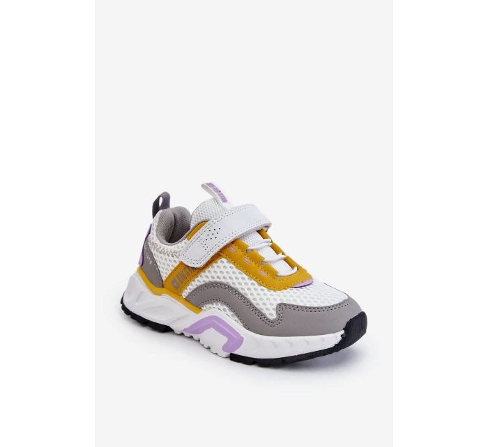 Dětská sportovní obuv se suchým zipem Big Star model 21609010 Bílá a žlutá - Big Star Shoes Dětská sportovní obuv se suchým zipem Big Star model 21609010 Bílá a žlutá - Big Star Shoes