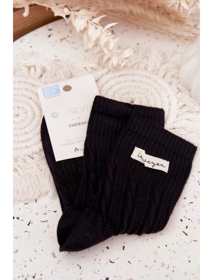 Teplé dámské ponožky s vlnou Černé