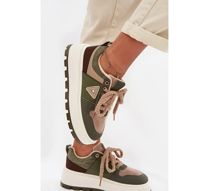 Zateplené dámské tenisky na platformě Zelená Florinda