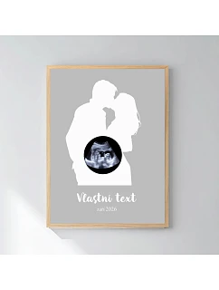 Personalizovaný magický fotoobraz v rámu - čtverec 30x40 - s párem a ultrazvukem