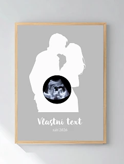 Personalizovaný magický fotoobraz v rámu - čtverec 30x40 - s párem a ultrazvukem