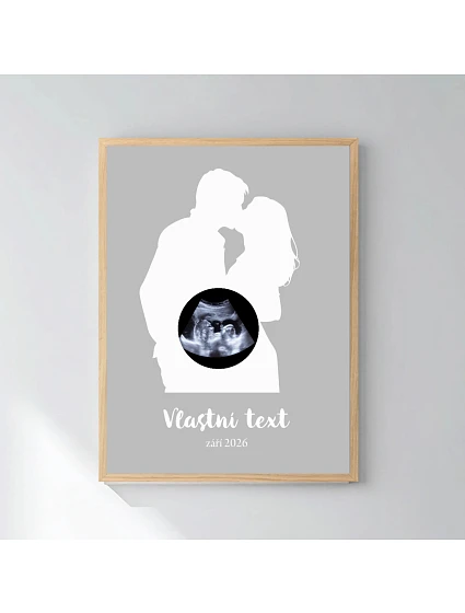 Personalizovaný magický fotoobraz v rámu - čtverec 30x40 - s párem a ultrazvukem Personalizovaný magický fotoobraz v rámu - čtverec 30x40 - s párem a ultrazvukem