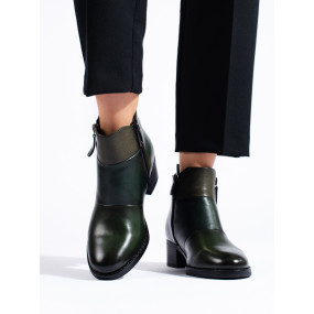 Klasické  kotníčkové boty zelené dámské na širokém podpatku
