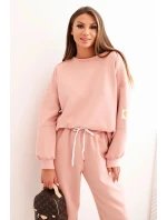 Dámská souprava máslová s volnou mikinou a kalhotami s nápisem LOVE tmavě pudrově růžová Dámská souprava máslová s volnou mikinou a kalhotami s nápisem LOVE tmavě pudrově růžová