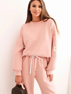 Dámská souprava máslová s volnou mikinou a kalhotami s nápisem LOVE tmavě pudrově růžová