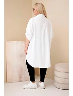 Dámská košile Plus Size z viskózy s květinovou výšivkou bílá Dámská košile Plus Size z viskózy s květinovou výšivkou bílá