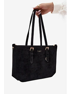 Shopper taška z imitace semiše Černá model 22221025 - Flora&Co
