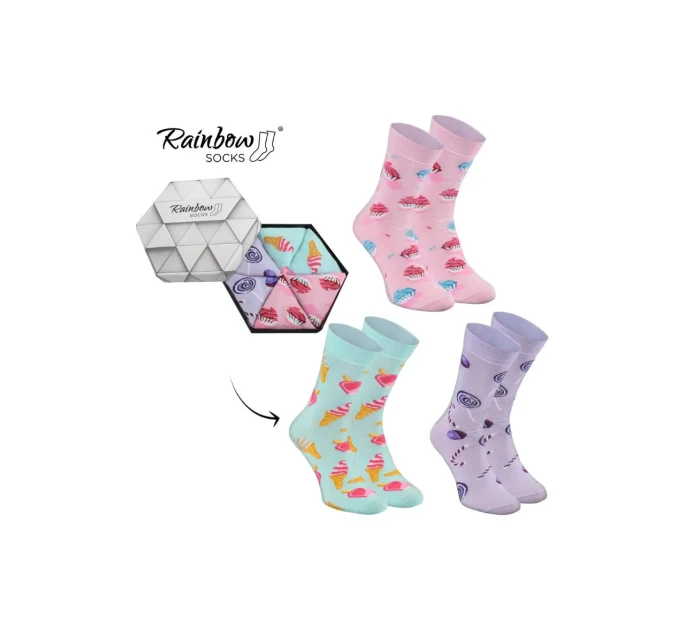 Duhové Rainbow Socks Ponožky Sladkosti V Krabičce 3 Párů Duhové Rainbow Socks Ponožky Sladkosti V Krabičce 3 Párů