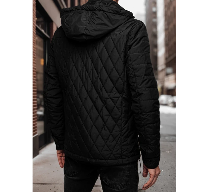 Pánská prošívaná bunda s kapucí černá Dstreet TX4989