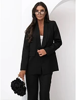 Elegantní dámský kostým s opaskem a širokými kalhotami, černý, AY1243