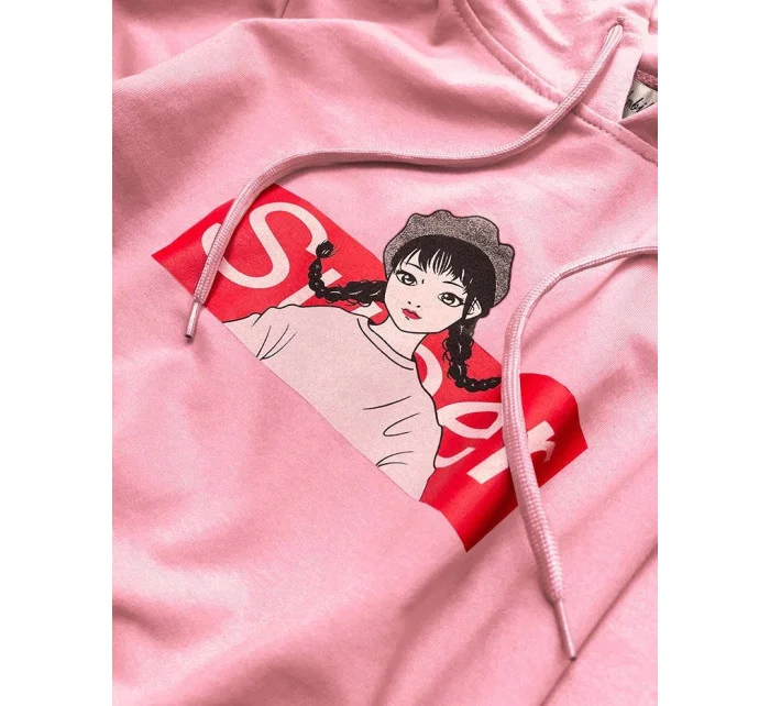 Dámská sportovní mikina ve špinavě růžové barvě s kapucí model 16150032 - Ambitionfly Dámská sportovní mikina ve špinavě růžové barvě s kapucí model 16150032 - Ambitionfly