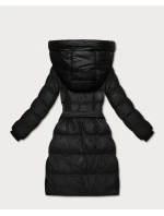 Černá prošívaná zimní bunda s páskem model 21748211 - J.STYLE Černá prošívaná zimní bunda s páskem model 21748211 - J.STYLE