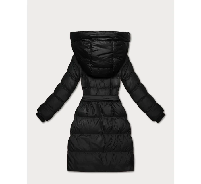 Černá prošívaná zimní bunda s páskem model 21748211 - J.STYLE Černá prošívaná zimní bunda s páskem model 21748211 - J.STYLE
