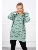 Mikina s nápisy tmavě mátová