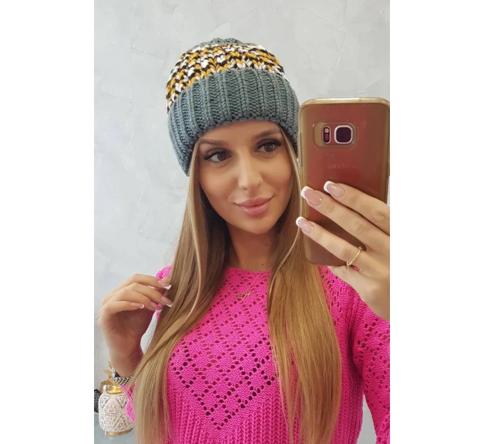 Dámská čepice Iris K348 tmavě šedá+žlutá Dámská čepice Iris K348 tmavě šedá+žlutá