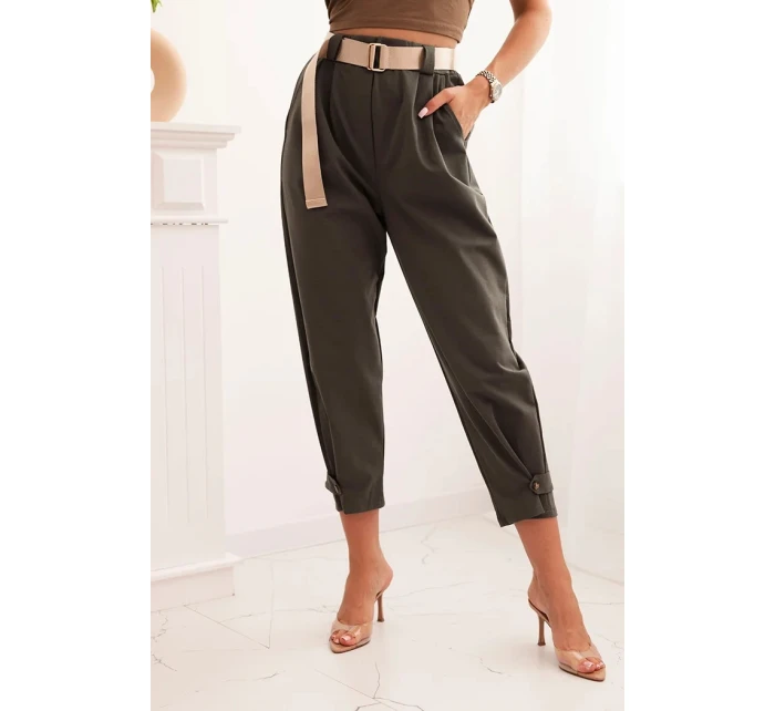 Kalhoty Summer Punto se zapínáním na nohavicích tmavé khaki