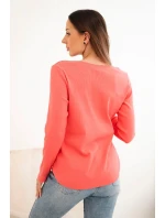 Dámská bavlněná blůza s dlouhým rukávem a knoflíky u model 21890066 malinová - K-Fashion