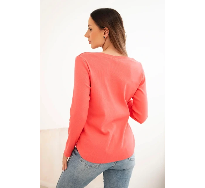 Dámská bavlněná blůza s dlouhým rukávem a knoflíky u model 21890066 malinová - K-Fashion