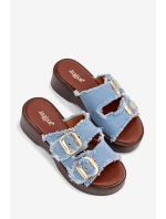 Dámské pantofle na platformě 100-486 Jeans modrá s černou - Joalice Paris Dámské pantofle na platformě 100-486 Jeans modrá s černou - Joalice Paris