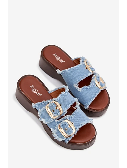 Dámské pantofle na platformě Jeans modrá s černou  Paris model 22020904 - Step in style