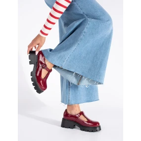 Pohodlné  polobotky dámské vínový platforma