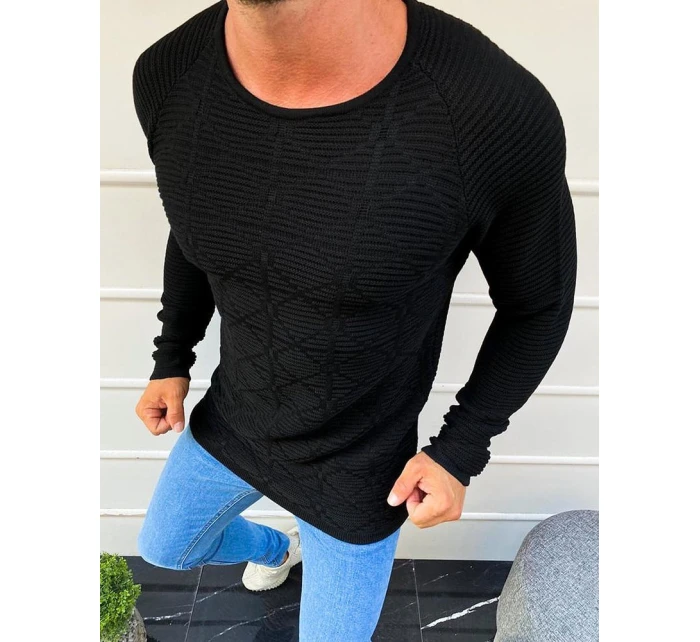 Pánský svetr přes hlavu černý WX1598