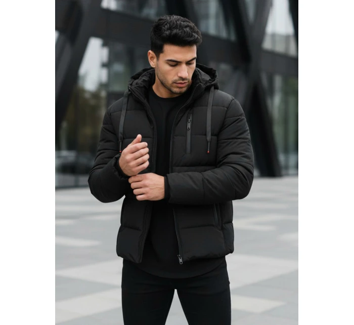 Pánská prošívaná zimní bunda s kapucí černá FashionStreet TX5117