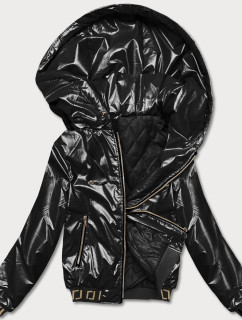 Krátká černá dámská bunda s kapucí model 18019166 - S'WEST