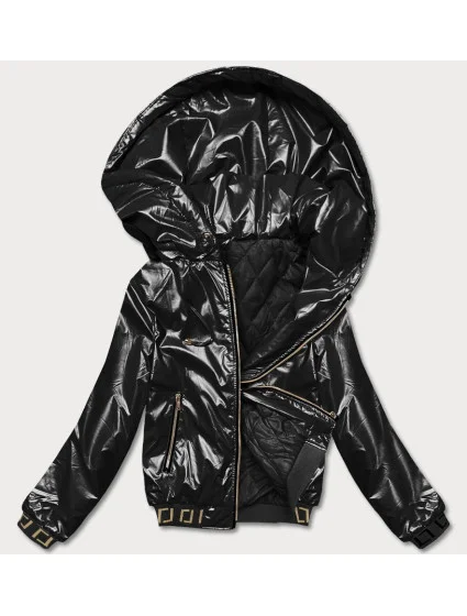 Krátká černá dámská bunda s kapucí (B8077-1) Krátká černá dámská bunda s kapucí (B8077-1)