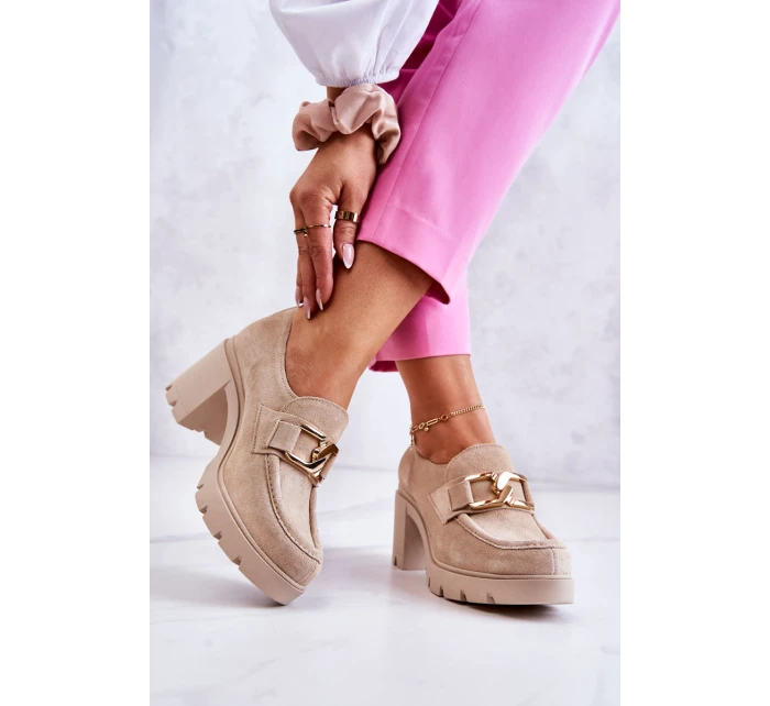 Elegantní boty se zlatým zdobením Světle béžová model 21583105 - Boto Elegantní boty se zlatým zdobením Světle béžová model 21583105 - Boto